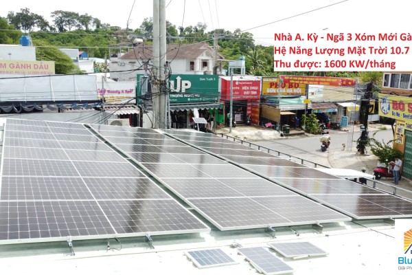 Thi công hệ 10.7 KW Điện Năng Lượng Mặt Trời tại nhà A. Kỳ - Ngã 3 Xóm Mới - Gành Dầu