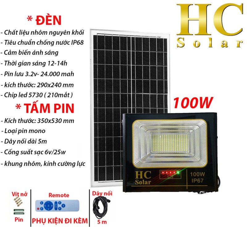 Đèn pha HC Solar 100W